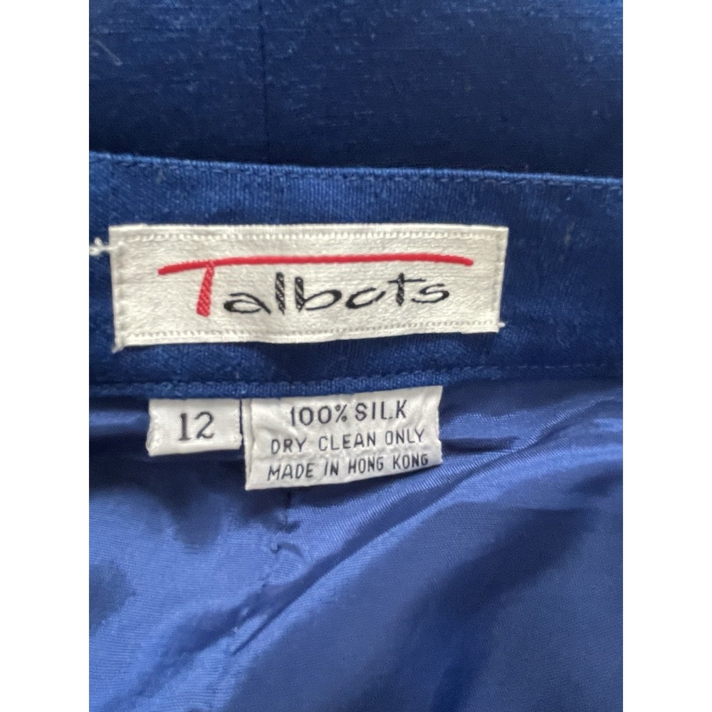 VTG 70's Talbots Womens Size 12 Skirt 100%‎ Silk Blue Made in Hong Kong - Picture 6 of 8